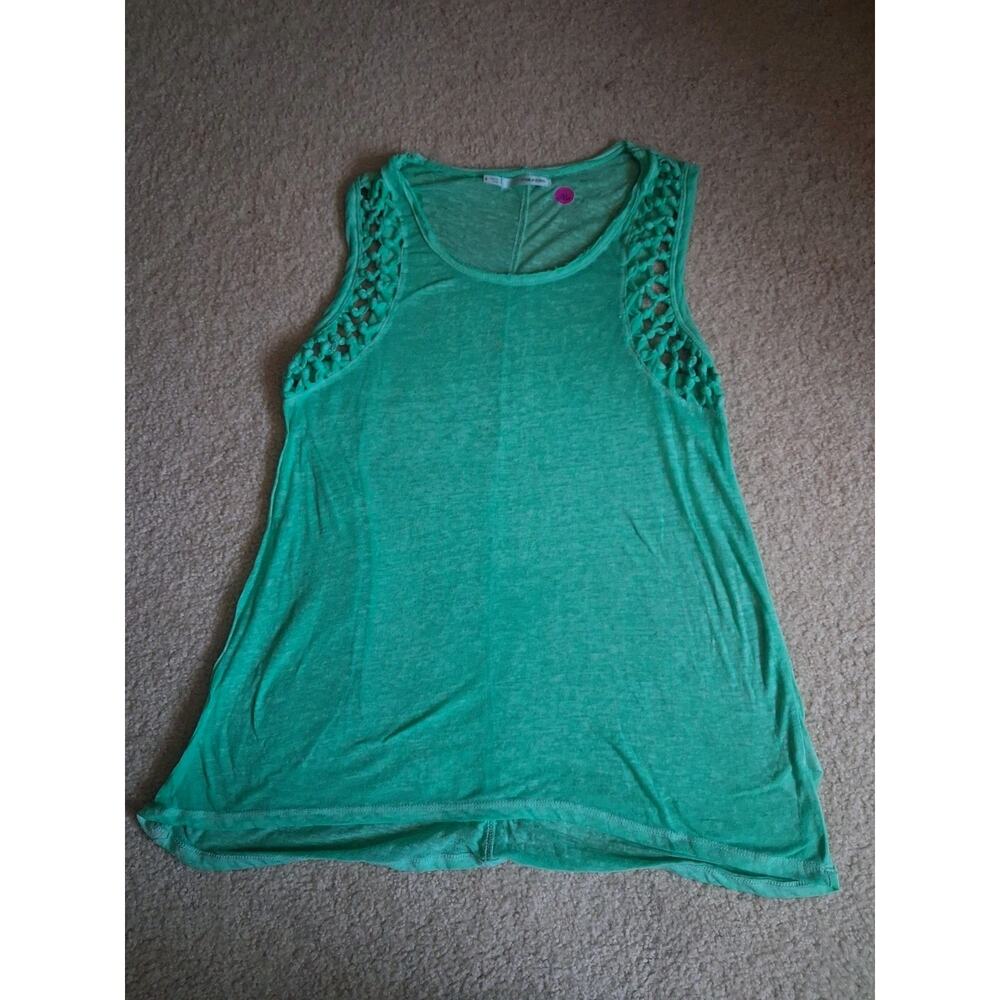 maurices Green Crochet Accent Sleeveless Tank Top S Knit Lightweight
